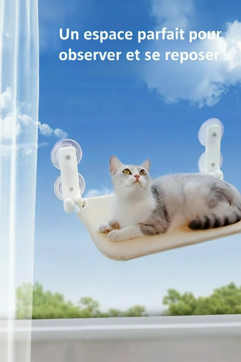 Hamac fenêtre à ventouses pour chat , confortable et doux