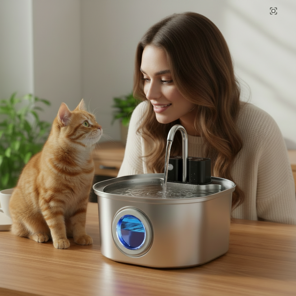 Fontaine à eau automatique sans fil en inox 3,2L pour chat et chien