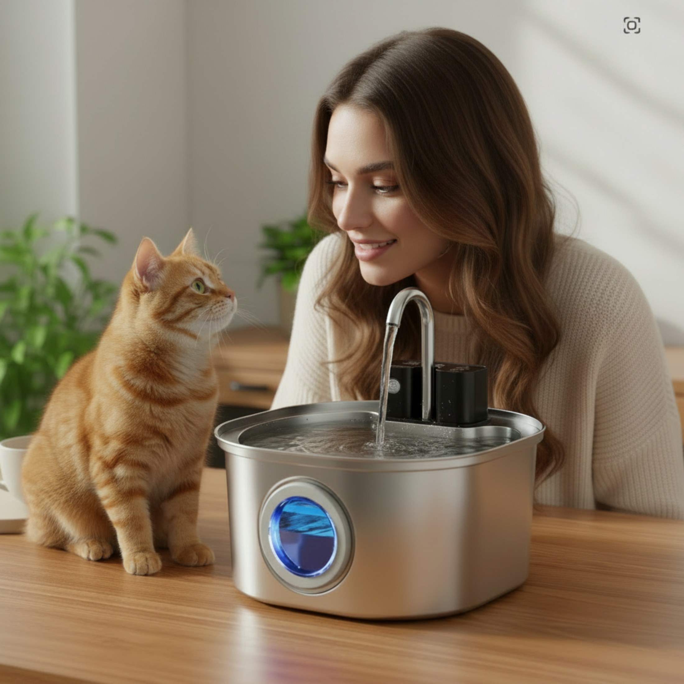 Fontaine à eau automatique sans fil en inox 3,2L pour chat et chien